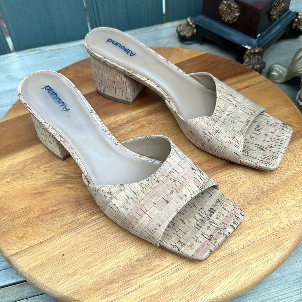 ABOUND Tan Cork Slip On Heel Sandals 12M